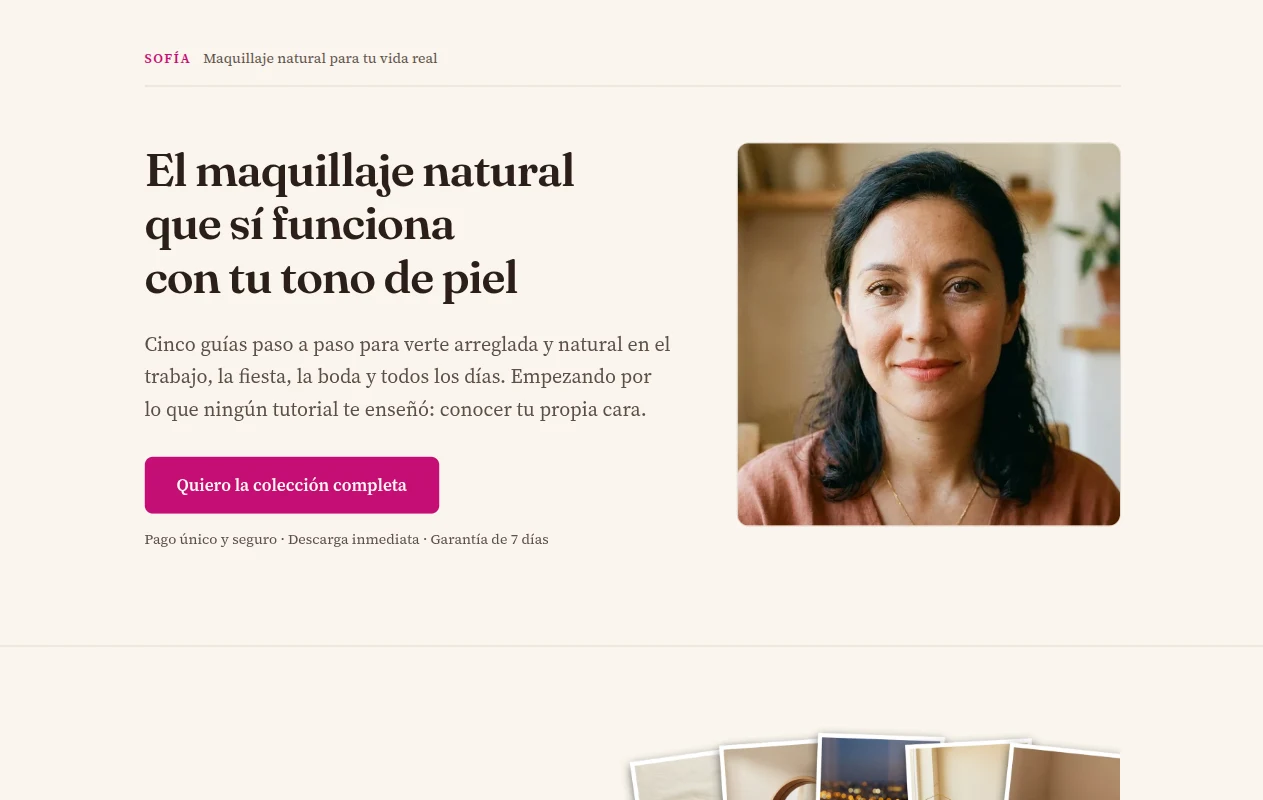 The Colección Maquillaje Natural storefront at maquillajenatural.com.mx